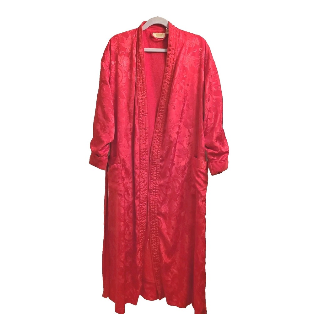 Victoria's Secret Bath Robe Red Terry Lined Gold Label‎ Size P/S Vintage